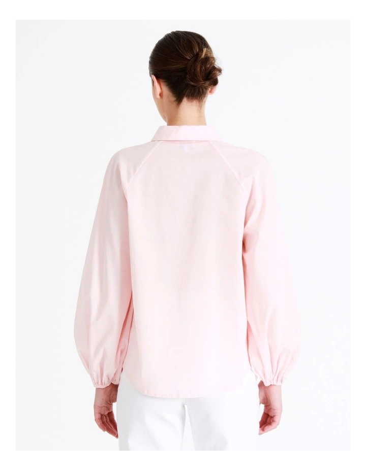 Organic Cotton Volume Sleeve Shirt In Blush - Image 5