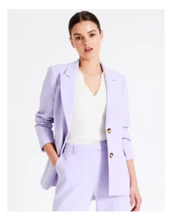 Recycled Blend Single Breasted Fitted Blazer In Lavender