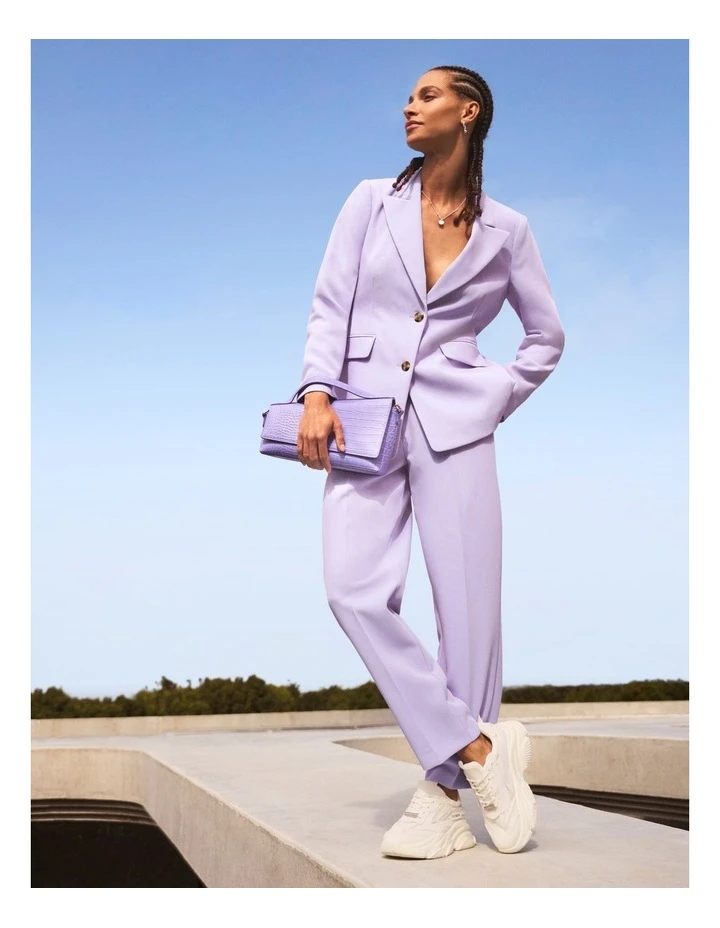 Recycled Blend Single Breasted Fitted Blazer In Lavender - Image 2