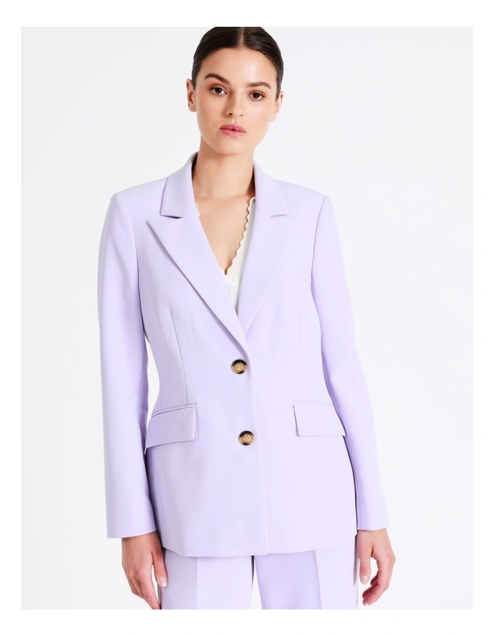 Recycled Blend Single Breasted Fitted Blazer In Lavender - Image 4