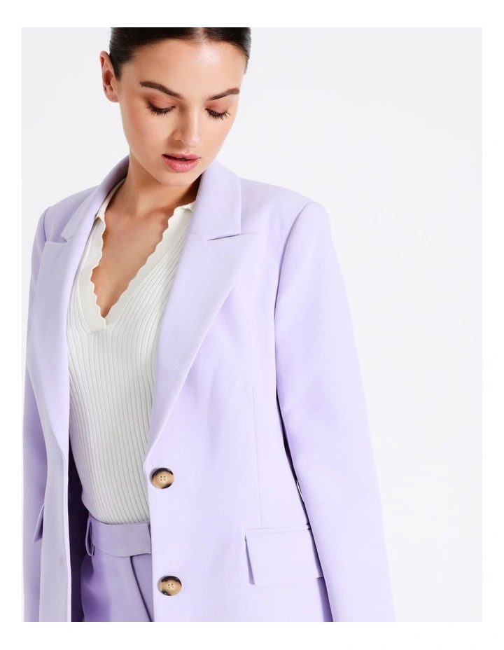 Recycled Blend Single Breasted Fitted Blazer In Lavender - Image 6