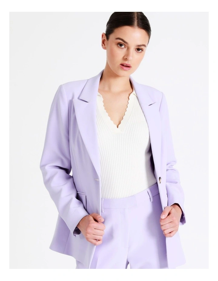 Recycled Blend Single Breasted Fitted Blazer In Lavender - Image 7