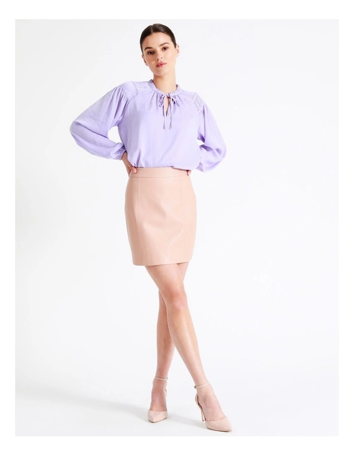 Recycled Blend Faux Leather Mini Skirt In Beige