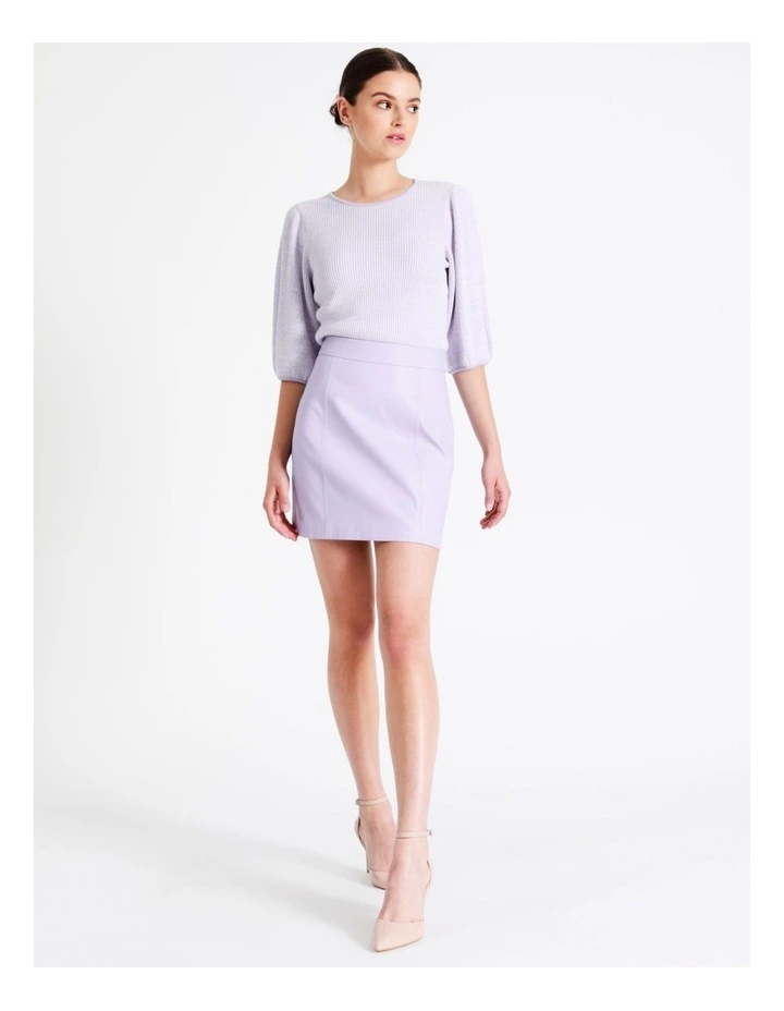 Rib Puff Sleeve Knit Top In Lavender - Image 4