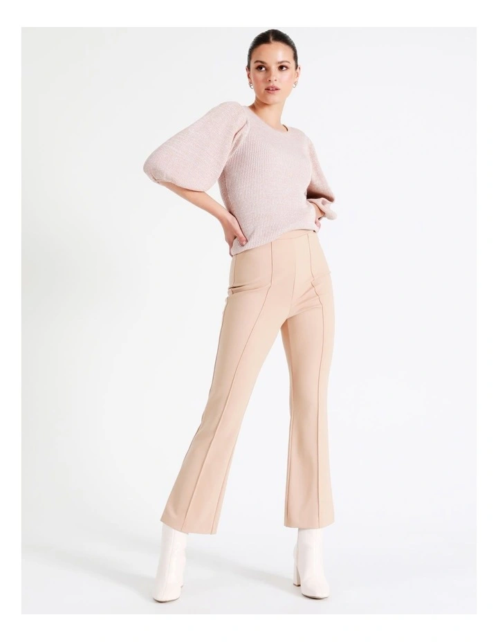 Ponte Kick Flare Pant In Beige - Image 2