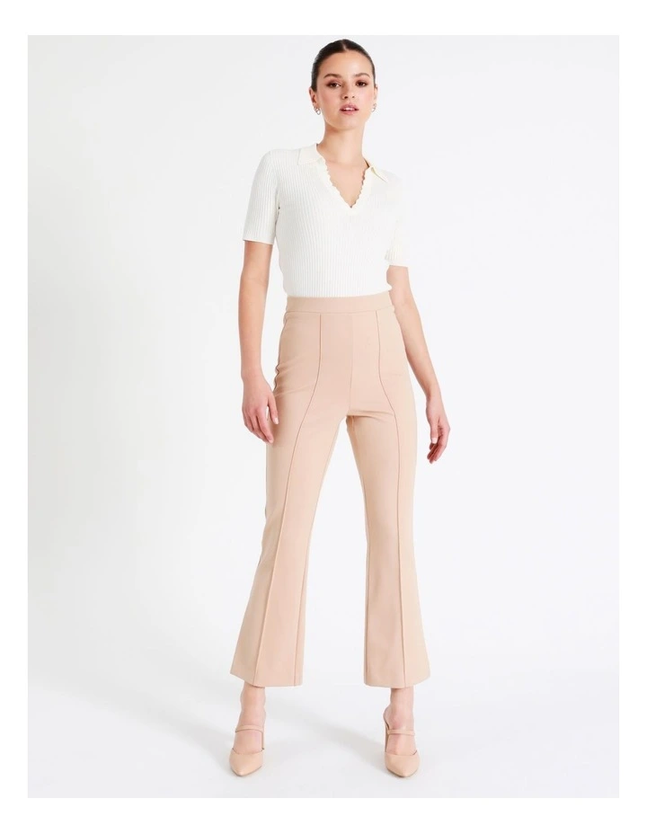 Ponte Kick Flare Pant In Beige - Image 4