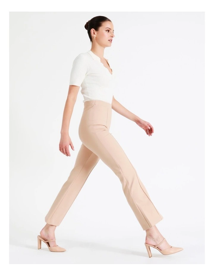 Ponte Kick Flare Pant In Beige - Image 5