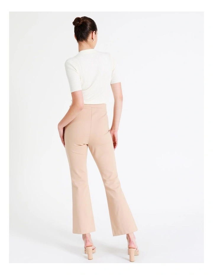 Ponte Kick Flare Pant In Beige - Image 6