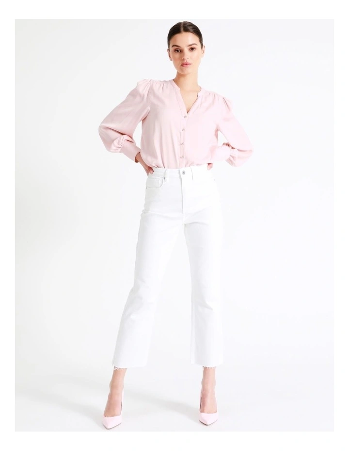 Recycled Blend Satin Notch Neck Blouse In Blush - Image 4