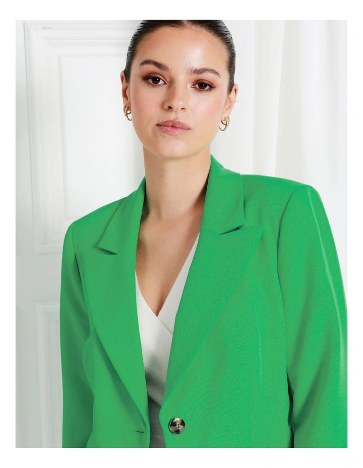 Recycled Blend Single Breasted Fitted Blazer In Green - Image 2