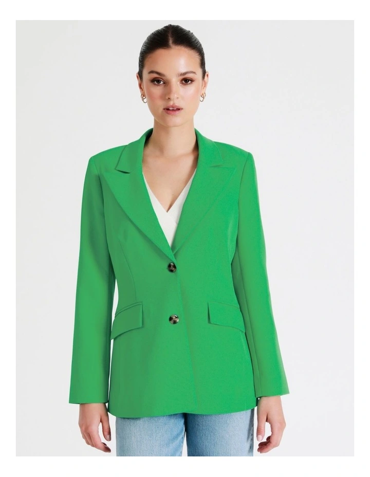 Recycled Blend Single Breasted Fitted Blazer In Green - Image 6