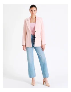 Recycled Blend Single Breasted Fitted Blazer In Blush