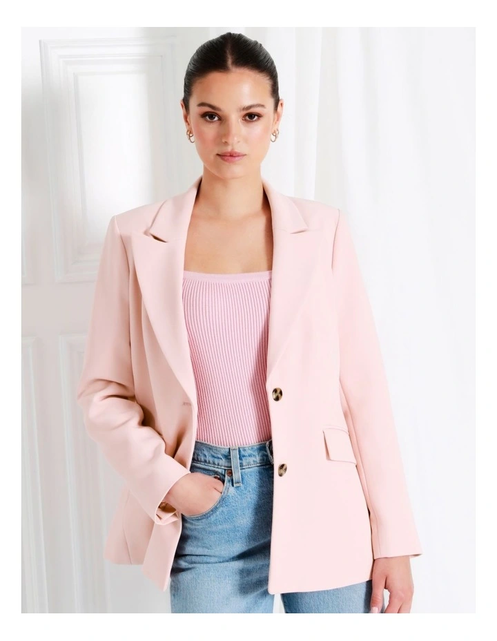 Recycled Blend Single Breasted Fitted Blazer In Blush - Image 2