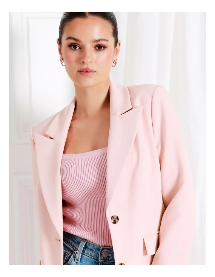 Recycled Blend Single Breasted Fitted Blazer In Blush - Image 4