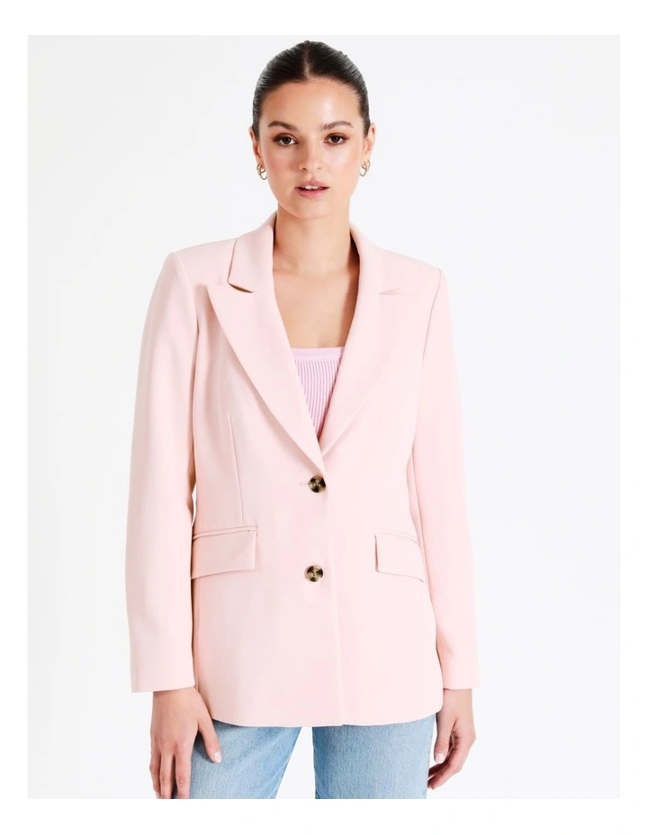 Recycled Blend Single Breasted Fitted Blazer In Blush - Image 6