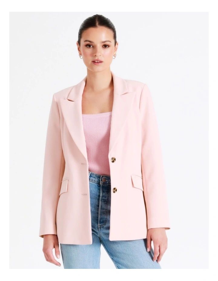 Recycled Blend Single Breasted Fitted Blazer In Blush - Image 7