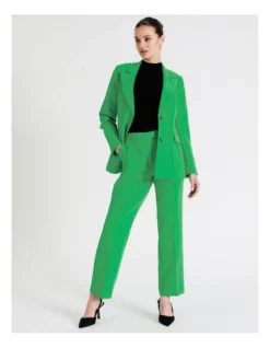 Recycled Blend Straight Leg Suit Pant In Green