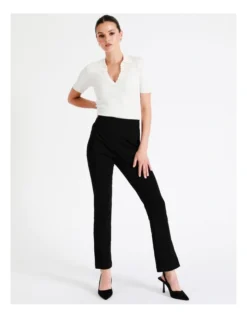 Slim Fit Split Hem Pant In Black