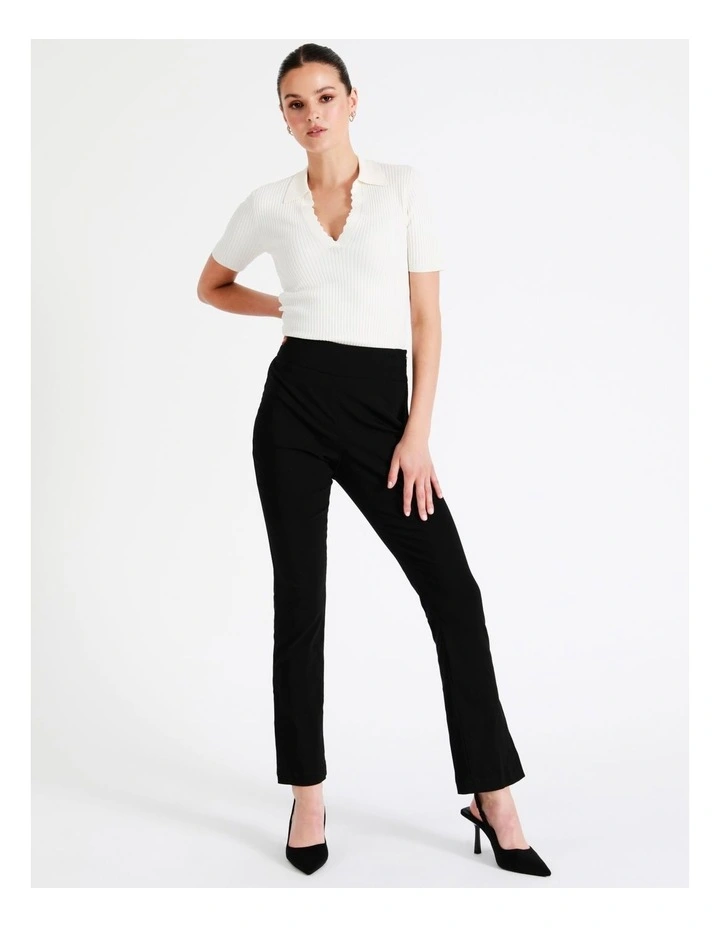 Slim Fit Split Hem Pant In Black
