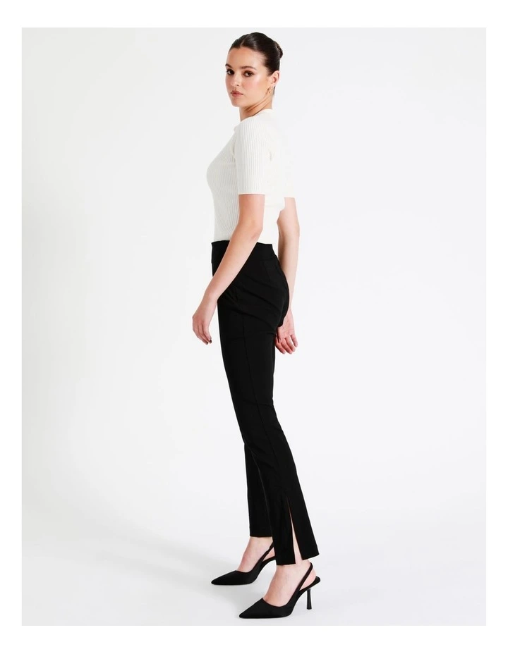 Slim Fit Split Hem Pant In Black - Image 3