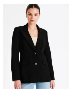 Recycled Blend Single Breasted Fitted Blazer In Black