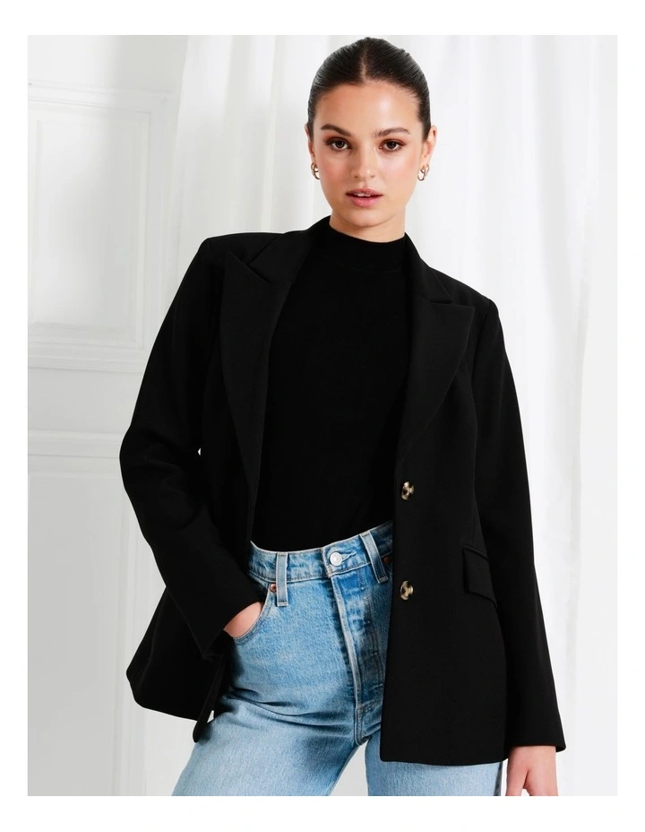 Recycled Blend Single Breasted Fitted Blazer In Black - Image 2