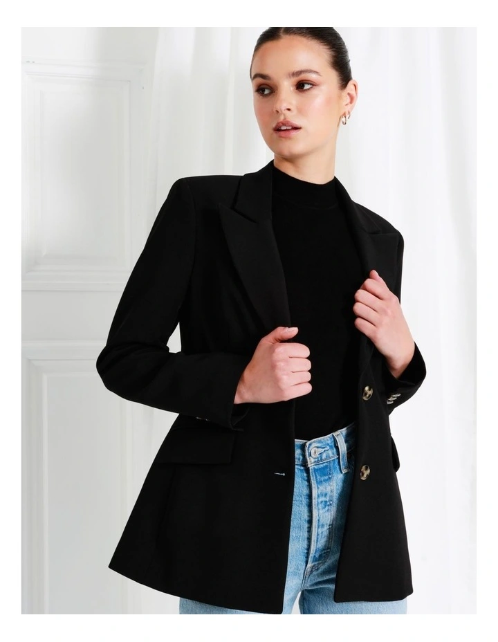 Recycled Blend Single Breasted Fitted Blazer In Black - Image 3