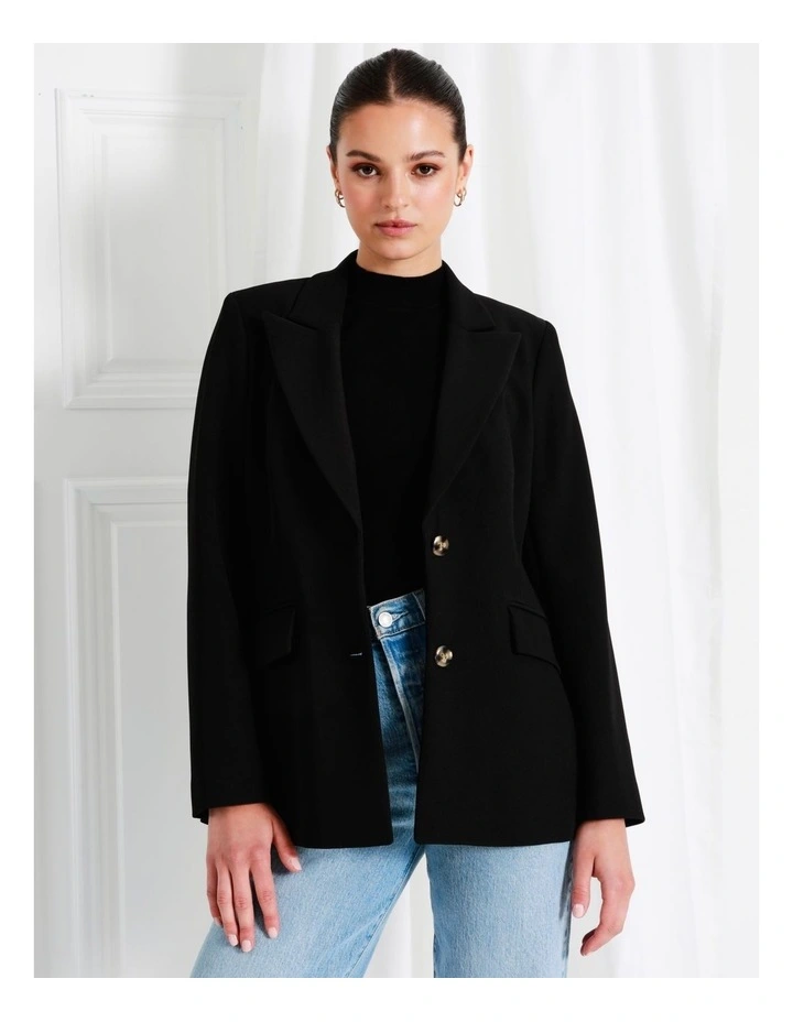 Recycled Blend Single Breasted Fitted Blazer In Black - Image 5