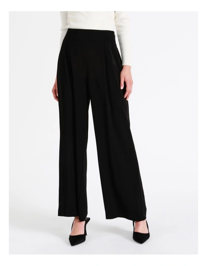 High Waisted Wide Leg Pants In Black - Image 2