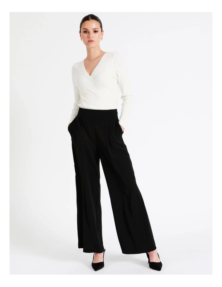 High Waisted Wide Leg Pants In Black - Image 3