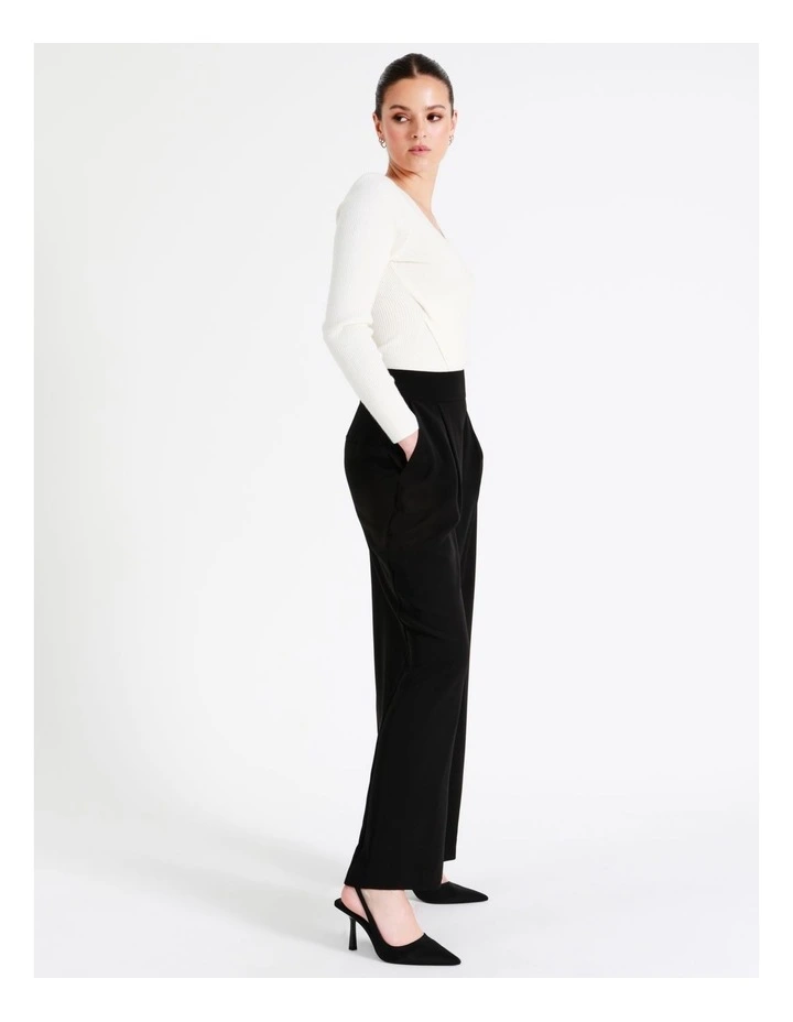 High Waisted Wide Leg Pants In Black - Image 4
