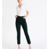 Helena High Rise Full Length Organic Blend Cotton Sateen Pants In Dark Green