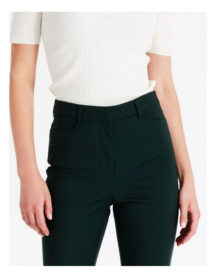 Helena High Rise Full Length Organic Blend Cotton Sateen Pants In Dark Green - Image 3