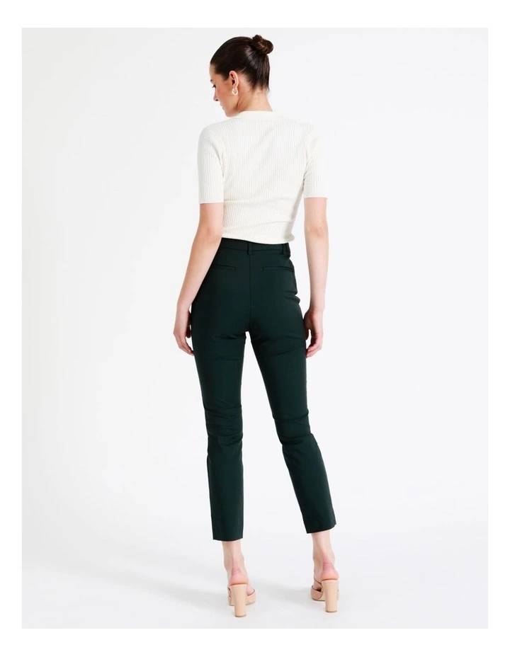 Helena High Rise Full Length Organic Blend Cotton Sateen Pants In Dark Green - Image 4