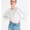 Recycled Blend Satin Lace Insert Pintuck Blouse In White