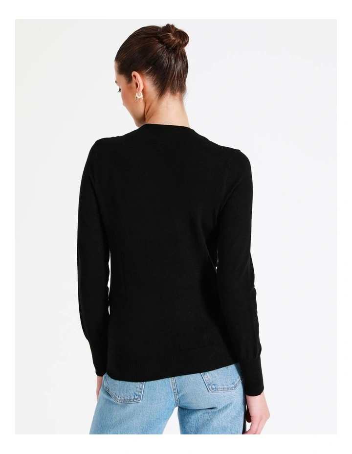 High Neck Cut Out Knit Top In Black - Image 6