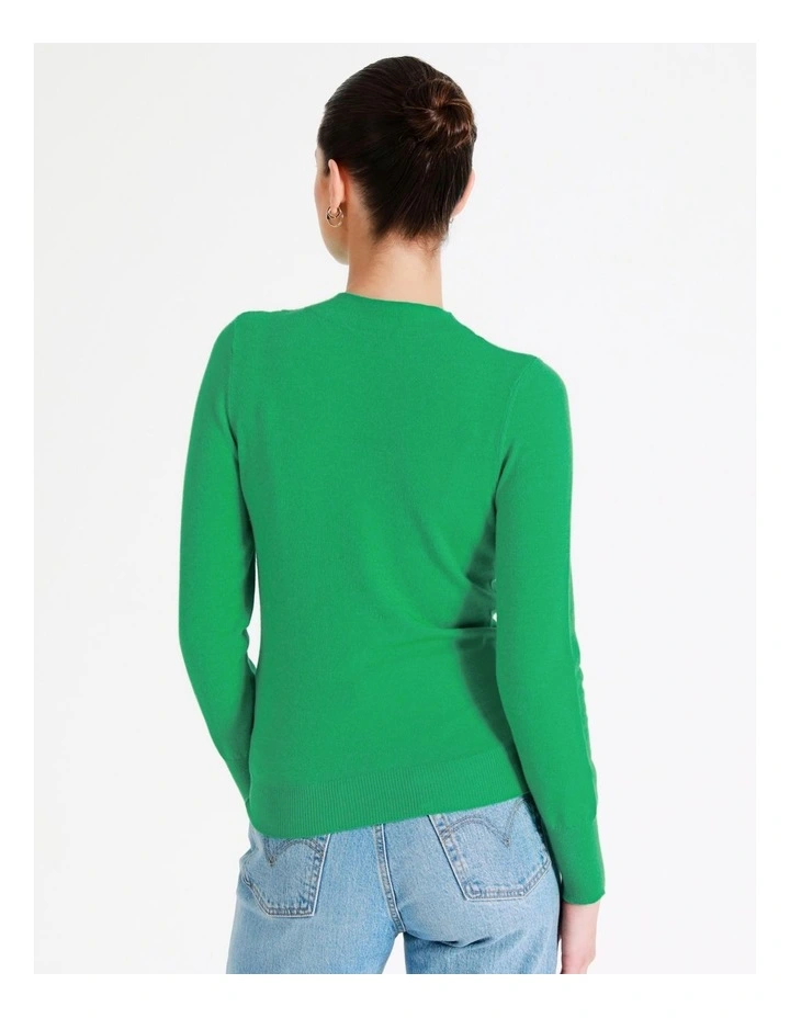 High Neck Cut Out Knit Top In Green - Image 6