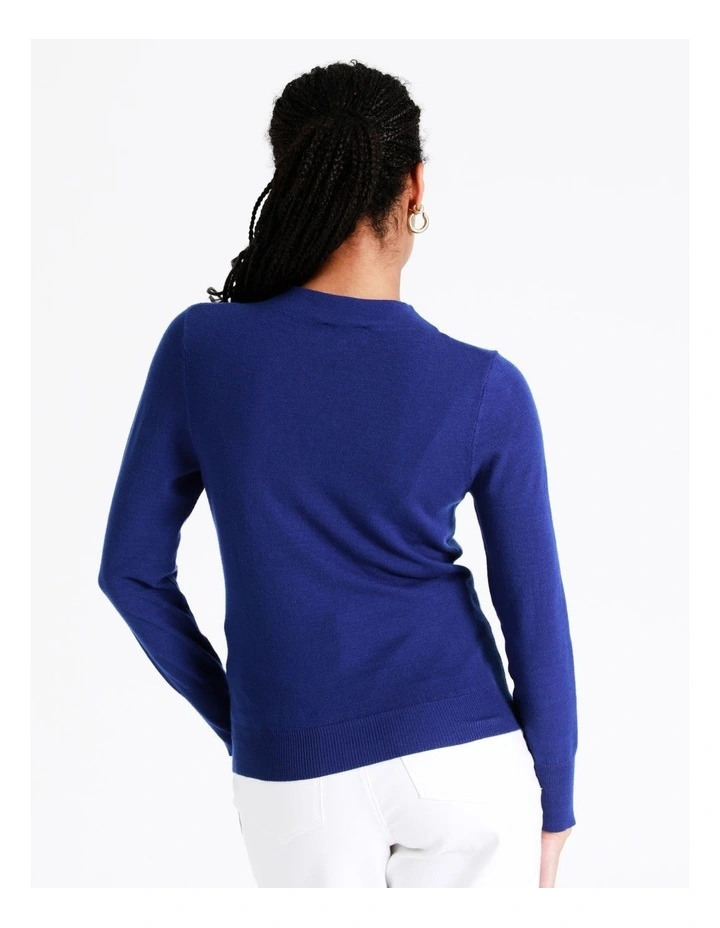 High Neck Cut Out Knit Top In Cobalt - Image 5