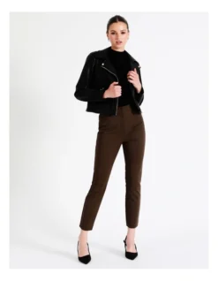 Helena High Rise Full Length Organic Blend Cotton Sateen Pants In Brown