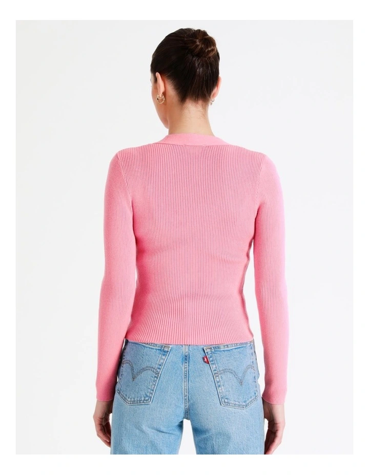 Twist Front Long Sleeve Knit Top In Blush - Image 6