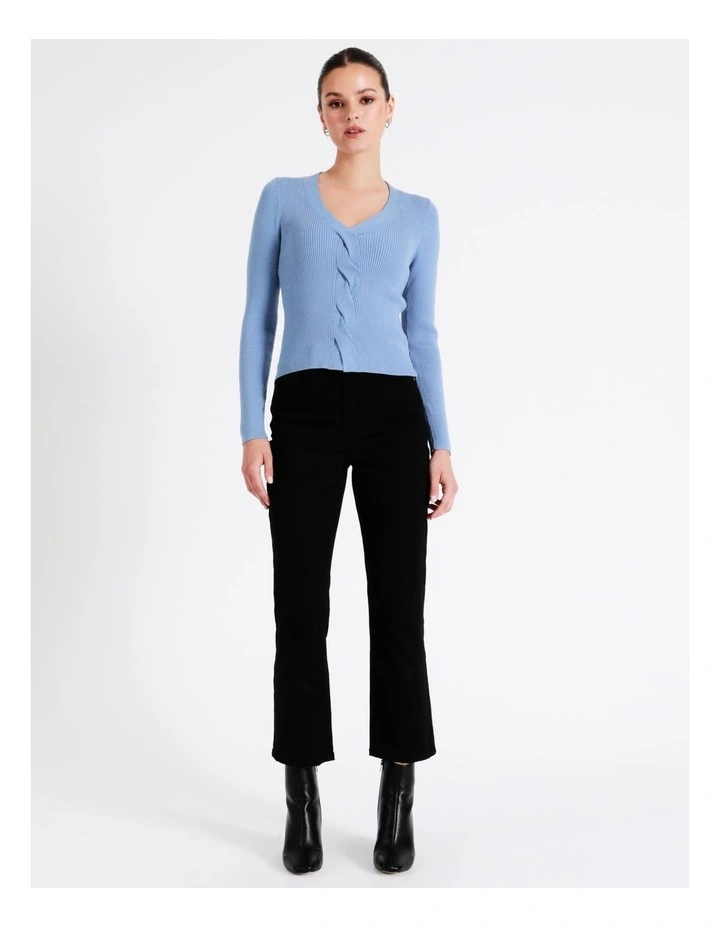 Twist Front Long Sleeve Knit Top In Blue - Image 7
