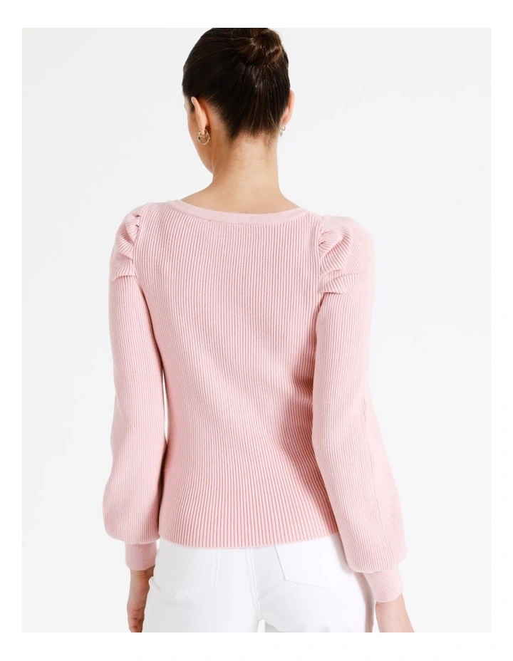 Square Neck Knit Top In Blush - Image 5