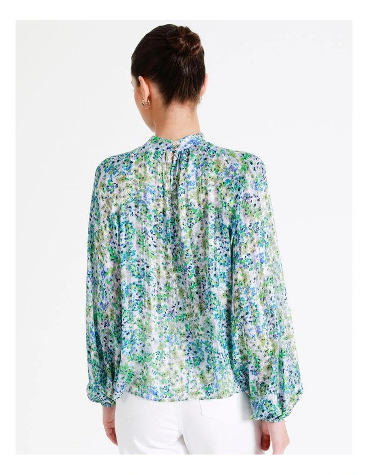 Recycled Blend High Neck Raglan Blouse In Green - Image 6