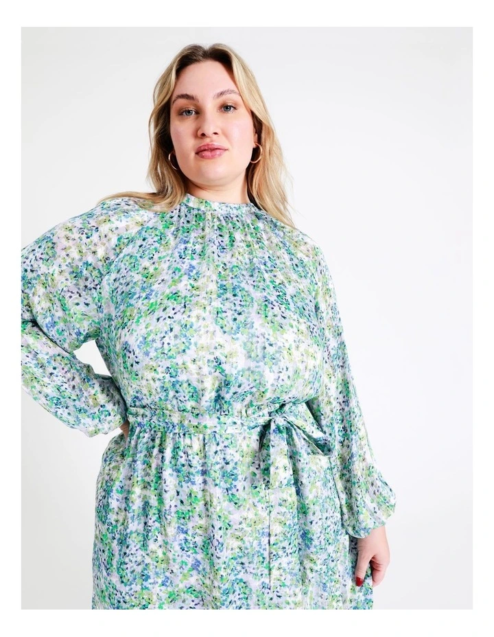 Recycled Blend Tiered Midi Dress In Green - Image 2