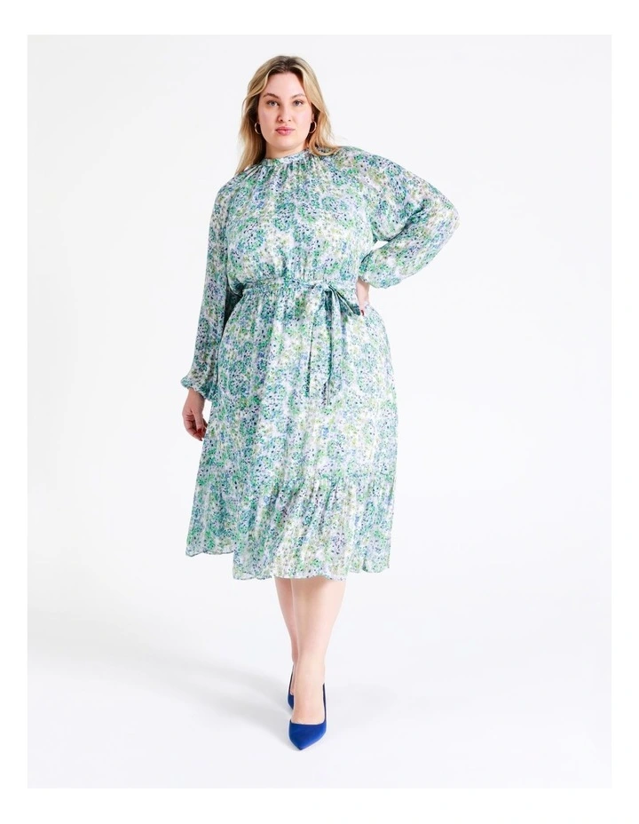 Recycled Blend Tiered Midi Dress In Green - Image 5