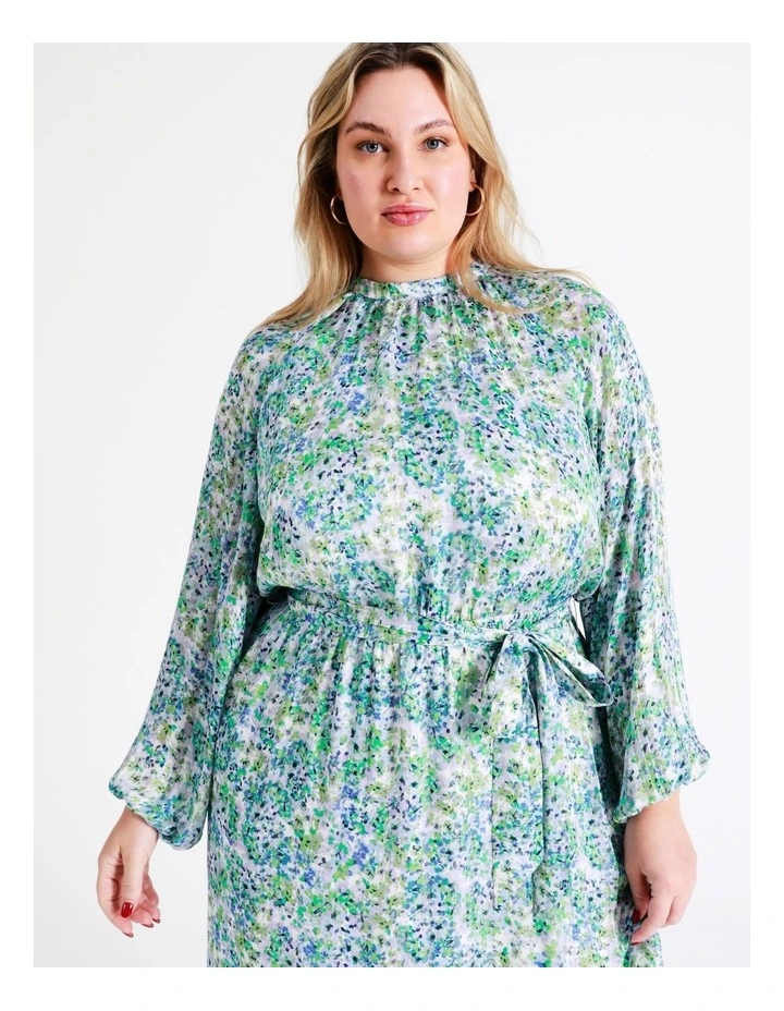 Recycled Blend Tiered Midi Dress In Green - Image 7