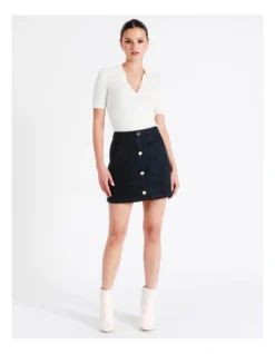 Recycled Blend Suedette Mini Skirt In Blue
