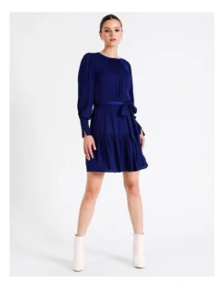 Recycled Blend Satin Mini Dress In Cobalt