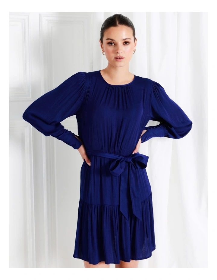 Recycled Blend Satin Mini Dress In Cobalt - Image 2