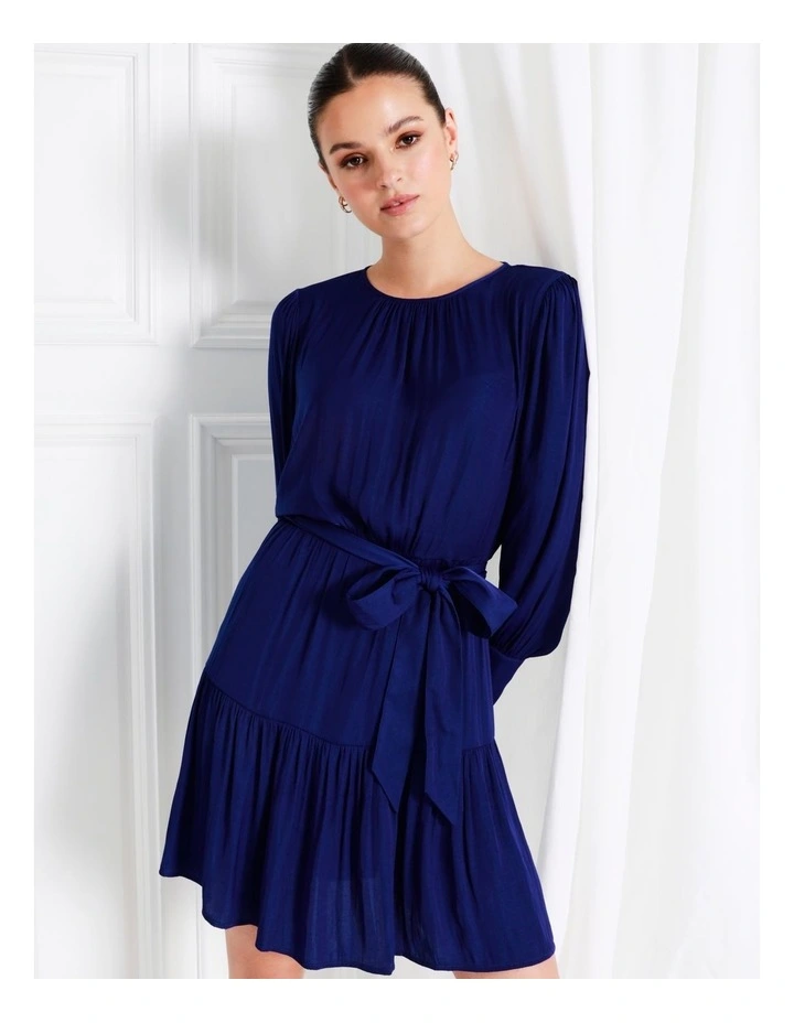 Recycled Blend Satin Mini Dress In Cobalt - Image 4